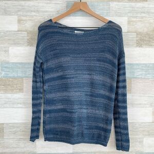 Lou & Grey Spaceknit Sweater Blue Drop Shoulder Stretchy Casual Womens Small